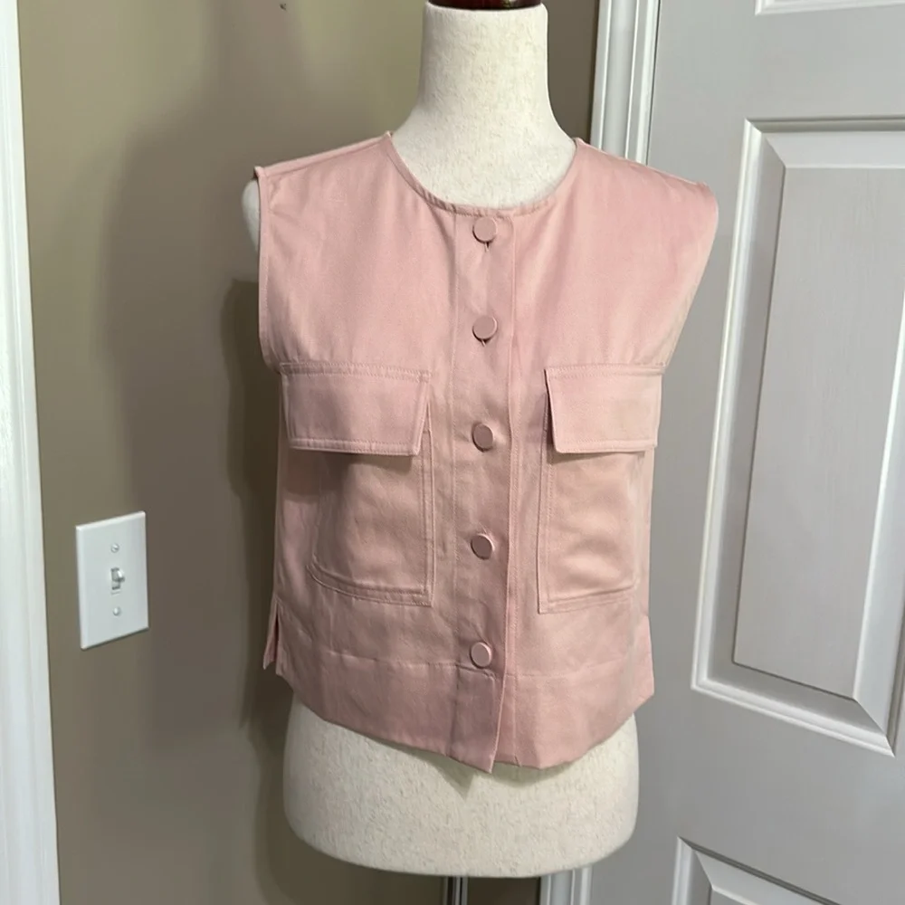 Madewell Crop Cargo-Pocket Crewneck Top in Pale Blush - Picture 6 of 9
